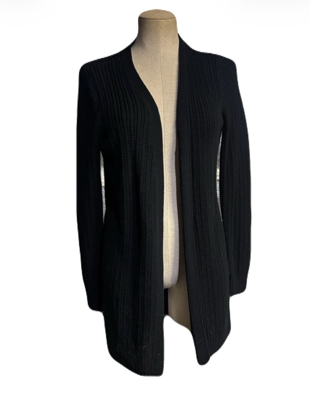 Express Black Ribbed Open-Front Women's Cardigan